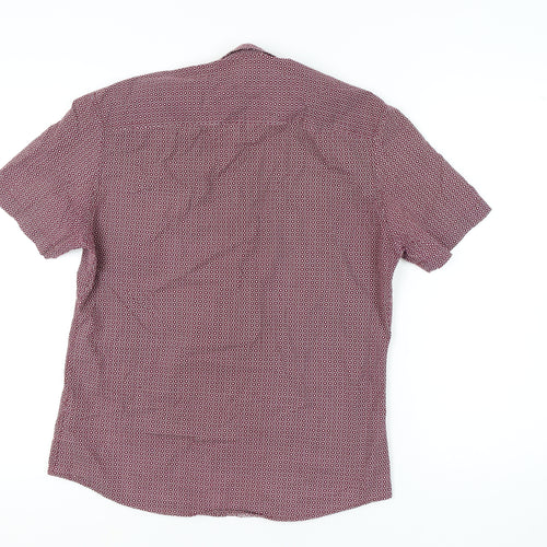 River Island Men's Geometric Red Button-Up Shirt M
