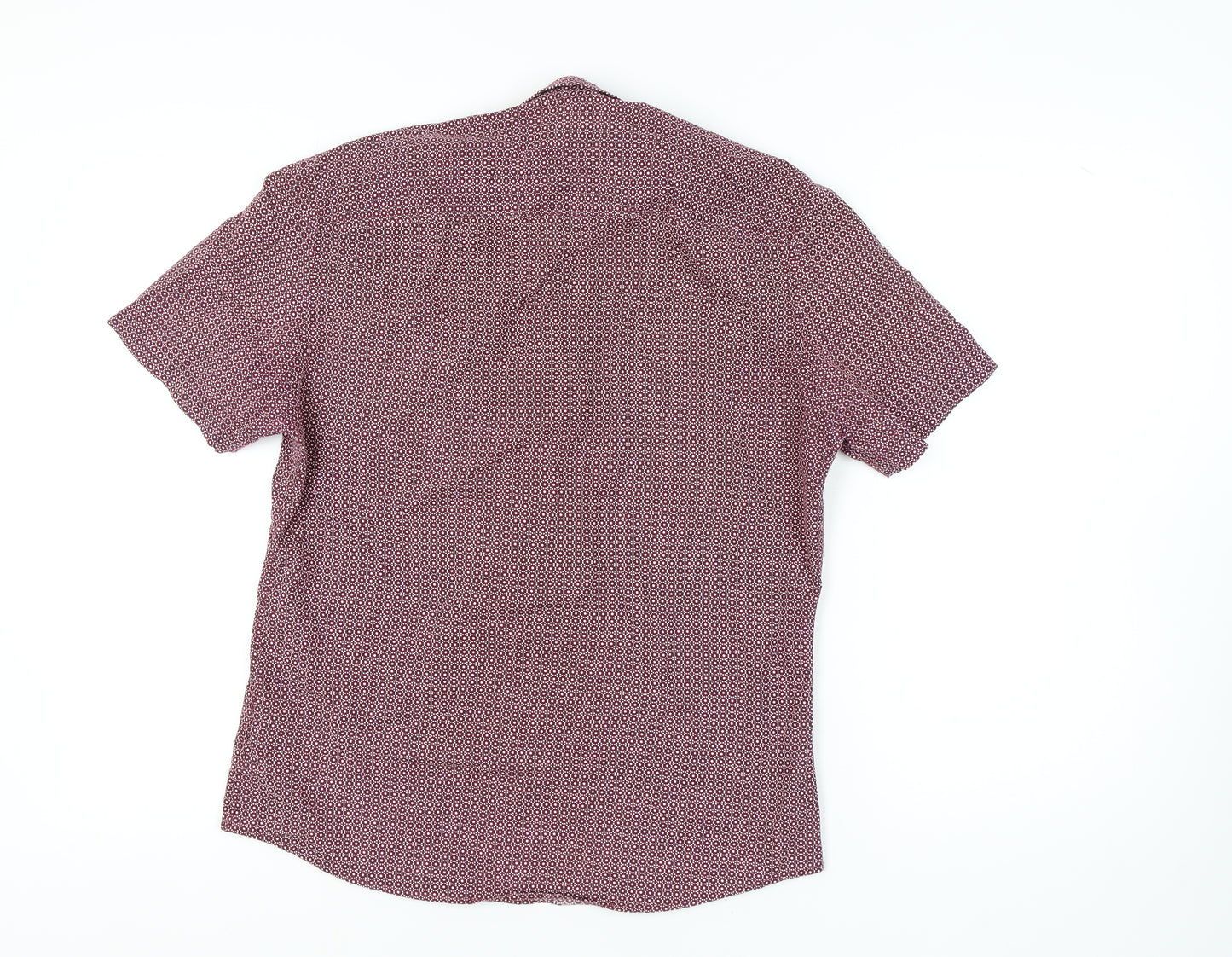 River Island Men's Geometric Red Button-Up Shirt M