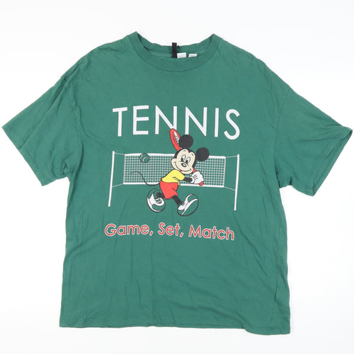 H&M Green Disney T-Shirt Unisex S Disney Tennis