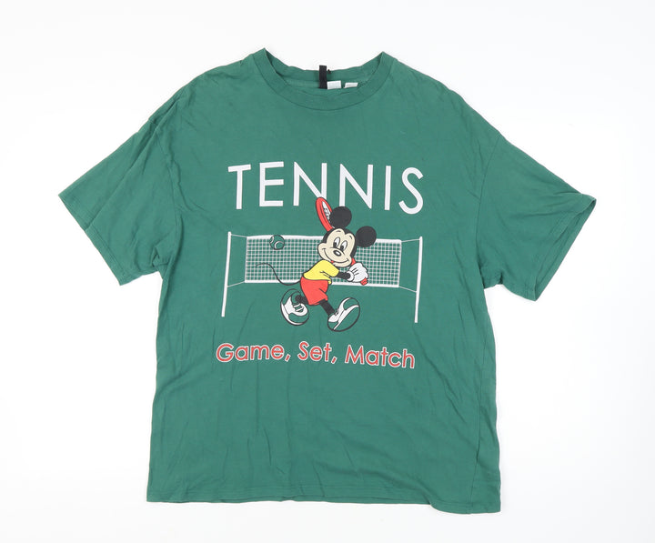 H&M Green Disney T-Shirt Unisex S Disney Tennis