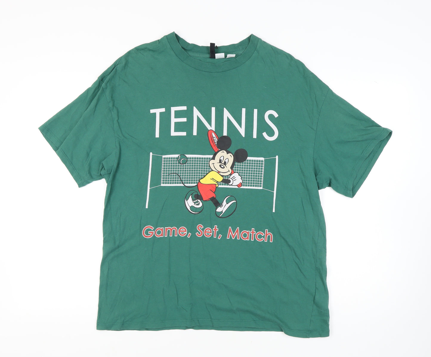 H&M Green Disney T-Shirt Unisex S Disney Tennis