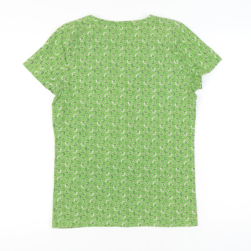 Liz Claiborne Women's Green Floral V-Neck Top Medium