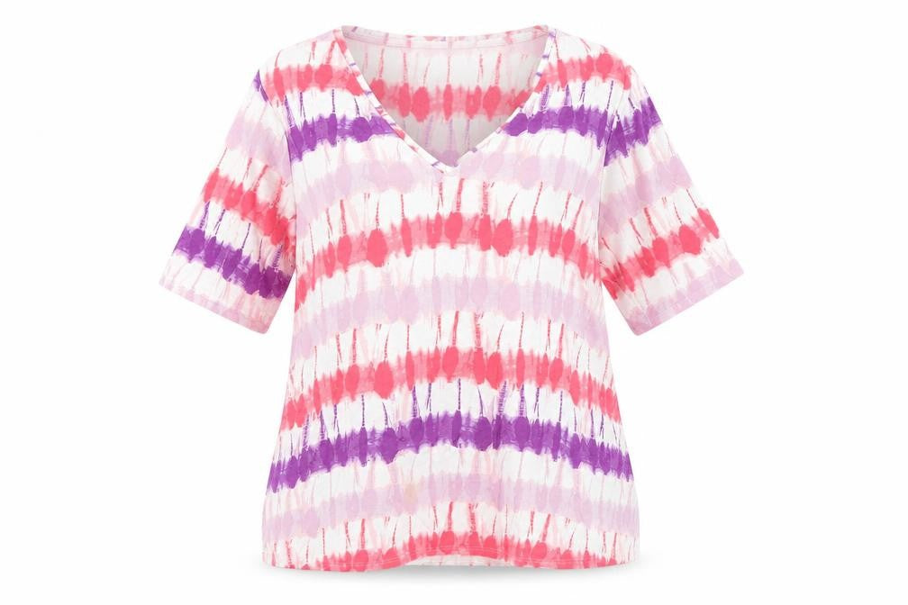Front view of Marks & Spencer Women's Multicoloured V-Neck T-Shirt