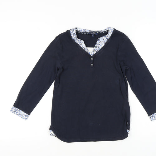 Maine Navy Blue Women's V-Neck T-Shirt, Size 10, Casual