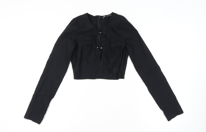 Zara Women's Black Cropped Blouse - Size S