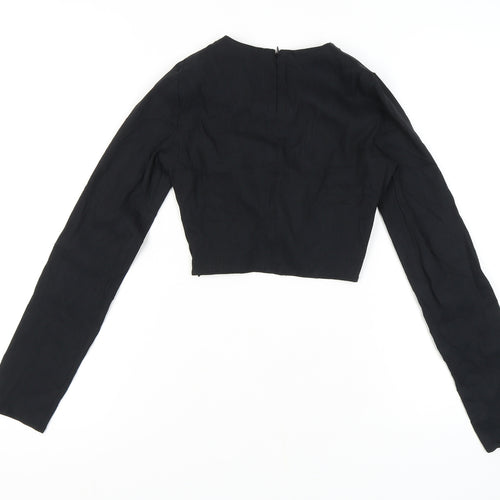 Zara Women's Black Cropped Blouse - Size S