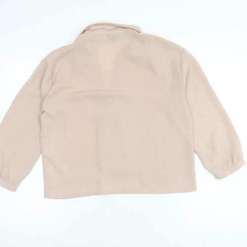 Topshop Women's Beige Collared Long Sleeve Shirt, Size 8