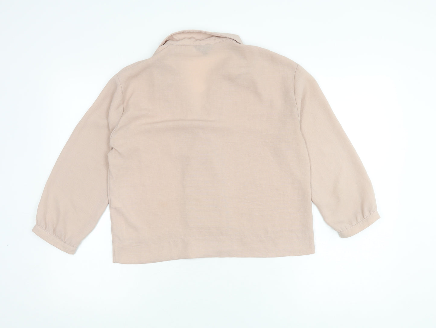 Topshop Women's Beige Collared Long Sleeve Shirt, Size 8