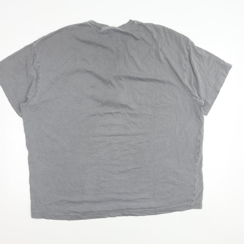 ABSENT Grey Cotton Tiger Graphic T-Shirt M Men's
