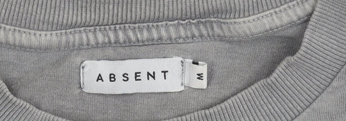 ABSENT Grey Cotton Tiger Graphic T-Shirt M Men's