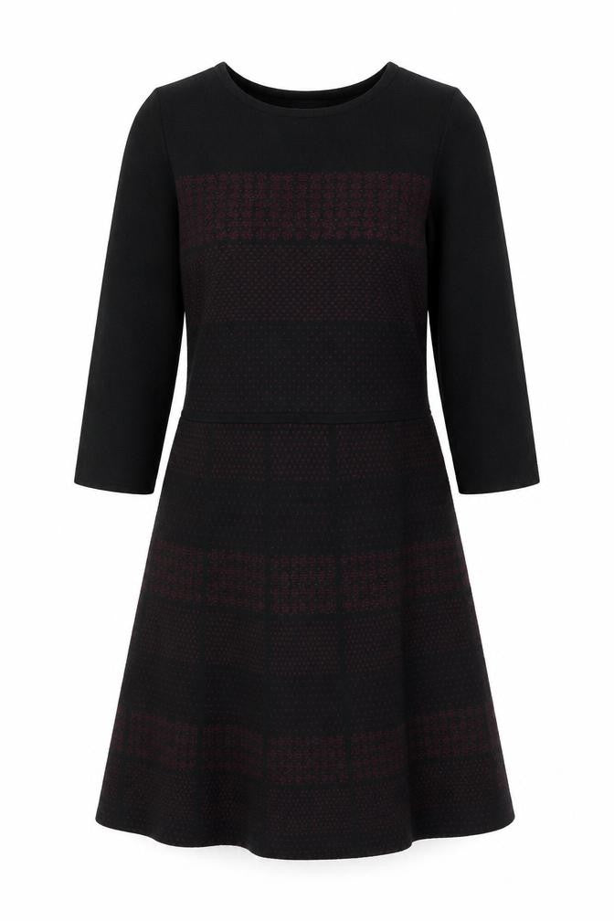 Front view of Monsoon Women's Black Check Dress, size 12
