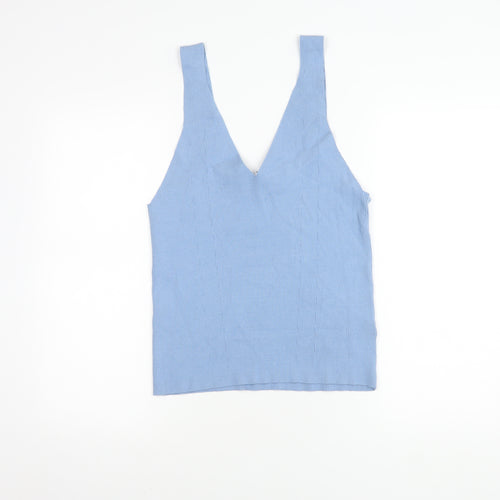 Next Women's Blue XL Knit V-Neck Tank Top