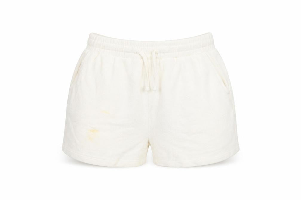 Front view of Zara Women's White Cotton Blend Shorts, size M