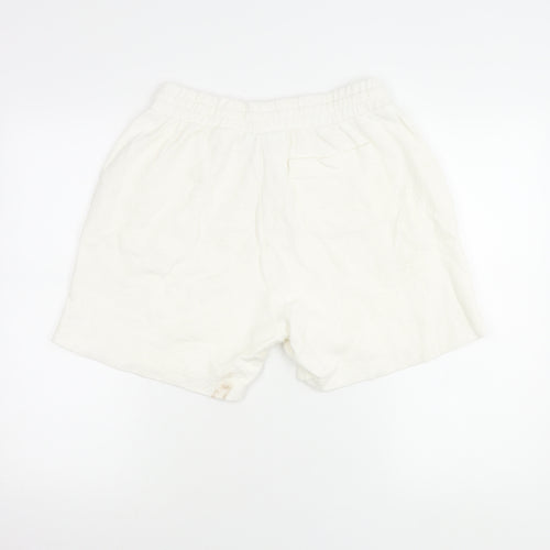 Zara Women's White Cotton Blend Shorts, Size M