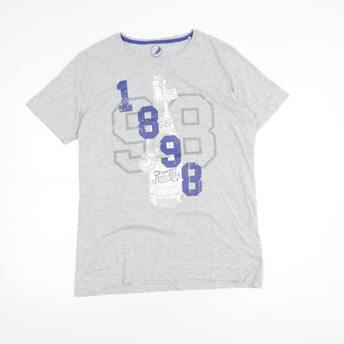 Pepsi Men's Grey Retro Graphic T-Shirt Short Sleeve L