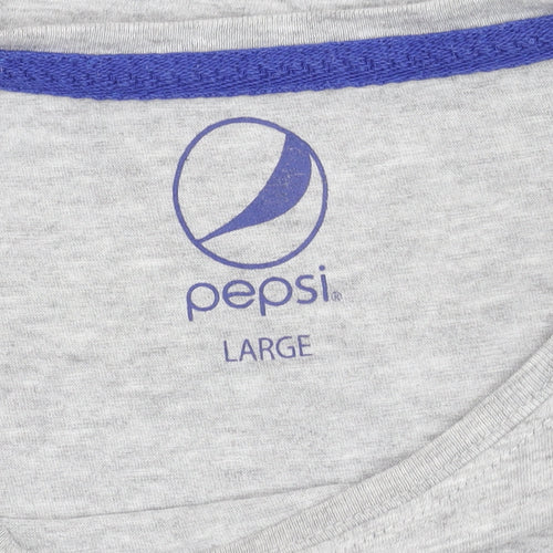 Pepsi Men's Grey Retro Graphic T-Shirt Short Sleeve L