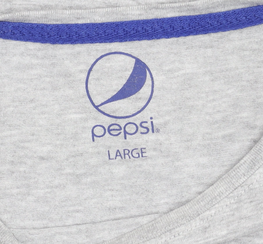 Pepsi Men's Grey Retro Graphic T-Shirt Short Sleeve L