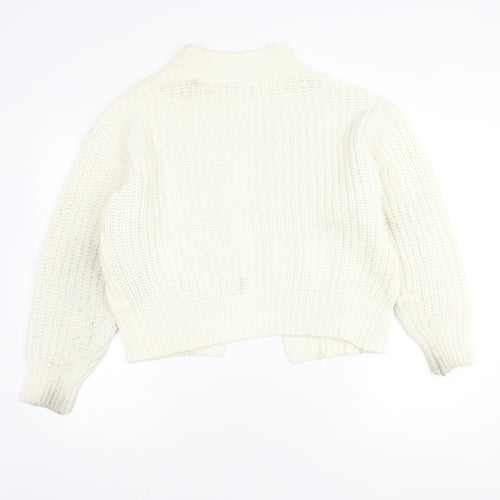 Brave Soul Women's Ivory Open Front Cardigan XS Chunky Knit