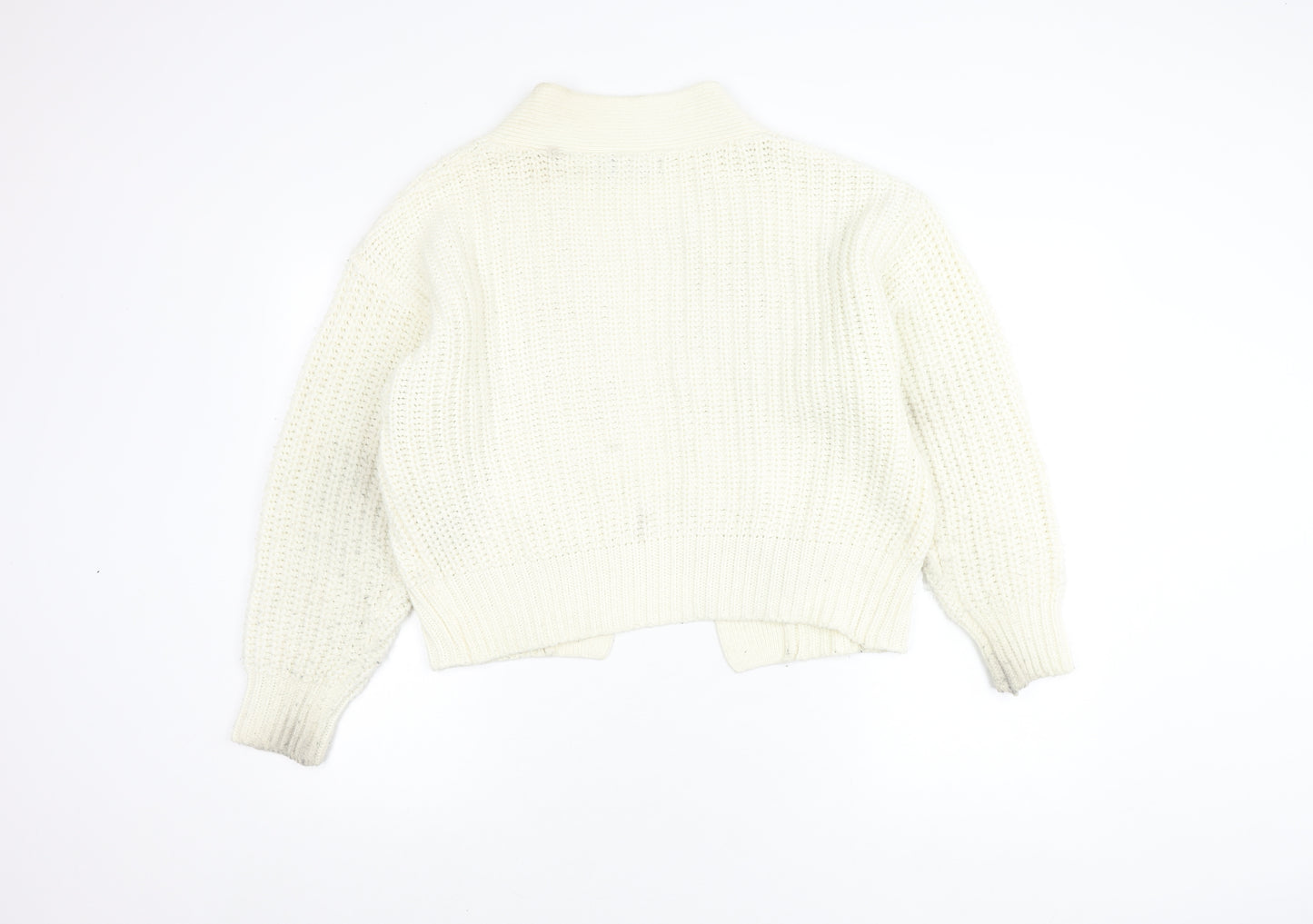 Brave Soul Women's Ivory Open Front Cardigan XS Chunky Knit