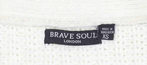 Brave Soul Women's Ivory Open Front Cardigan XS Chunky Knit