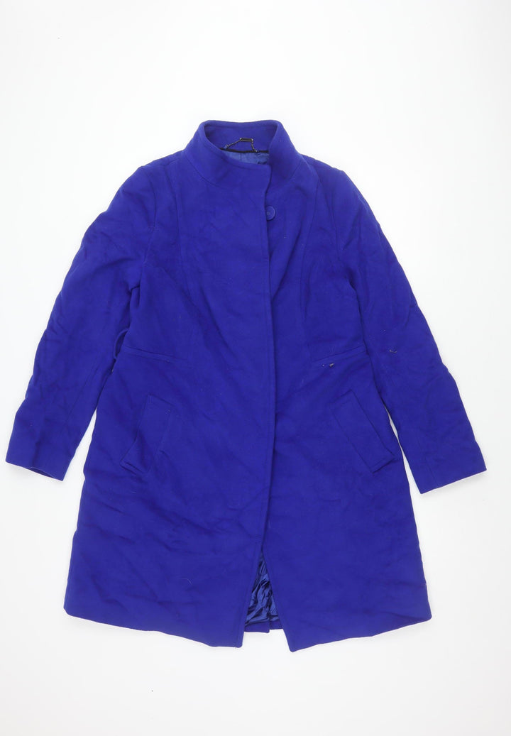 Coast Women's Blue Long Wool Blend Overcoat Size 14