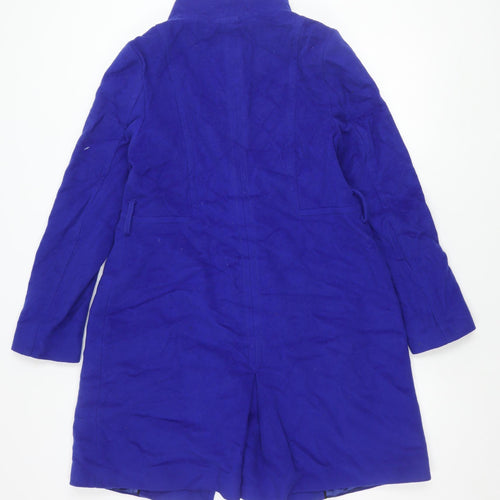 Coast Women's Blue Long Wool Blend Overcoat Size 14
