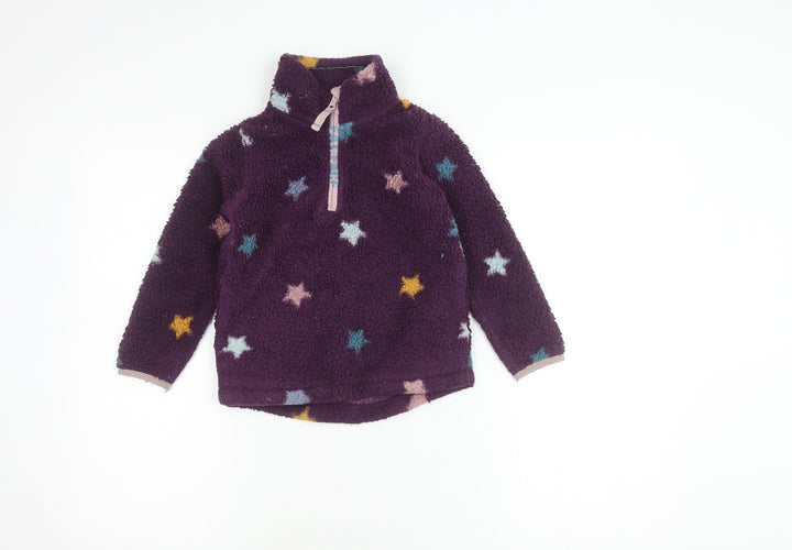 FatFace Girls Purple Star Bouclé Pullover Hoodie, 4-5 Years
