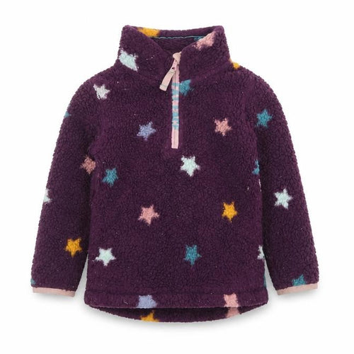 FatFace Girls Purple Star Bouclé Pullover Hoodie, 4-5 Years