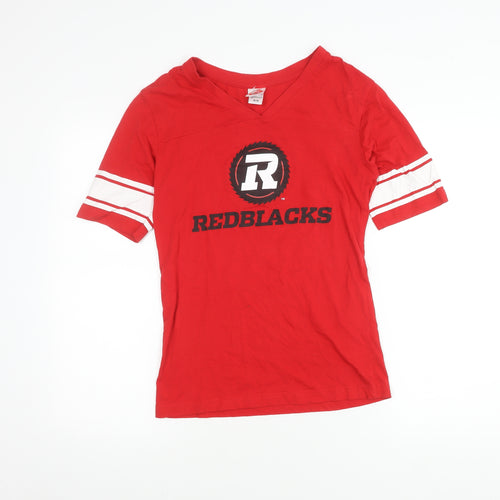 SOGO Red Men's V-Neck Ringer T-Shirt M, Sports Style