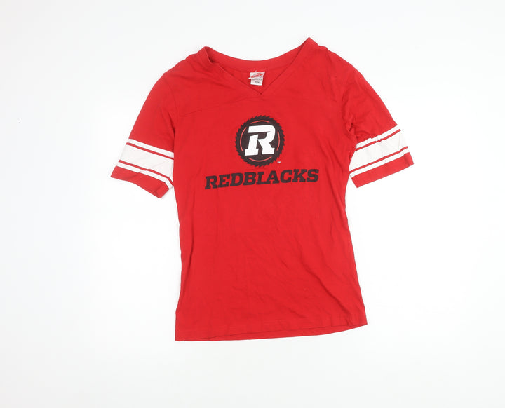 SOGO Red Men's V-Neck Ringer T-Shirt M, Sports Style