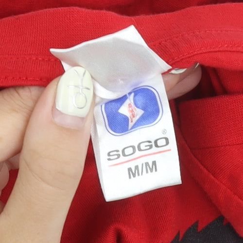 SOGO Red Men's V-Neck Ringer T-Shirt M, Sports Style