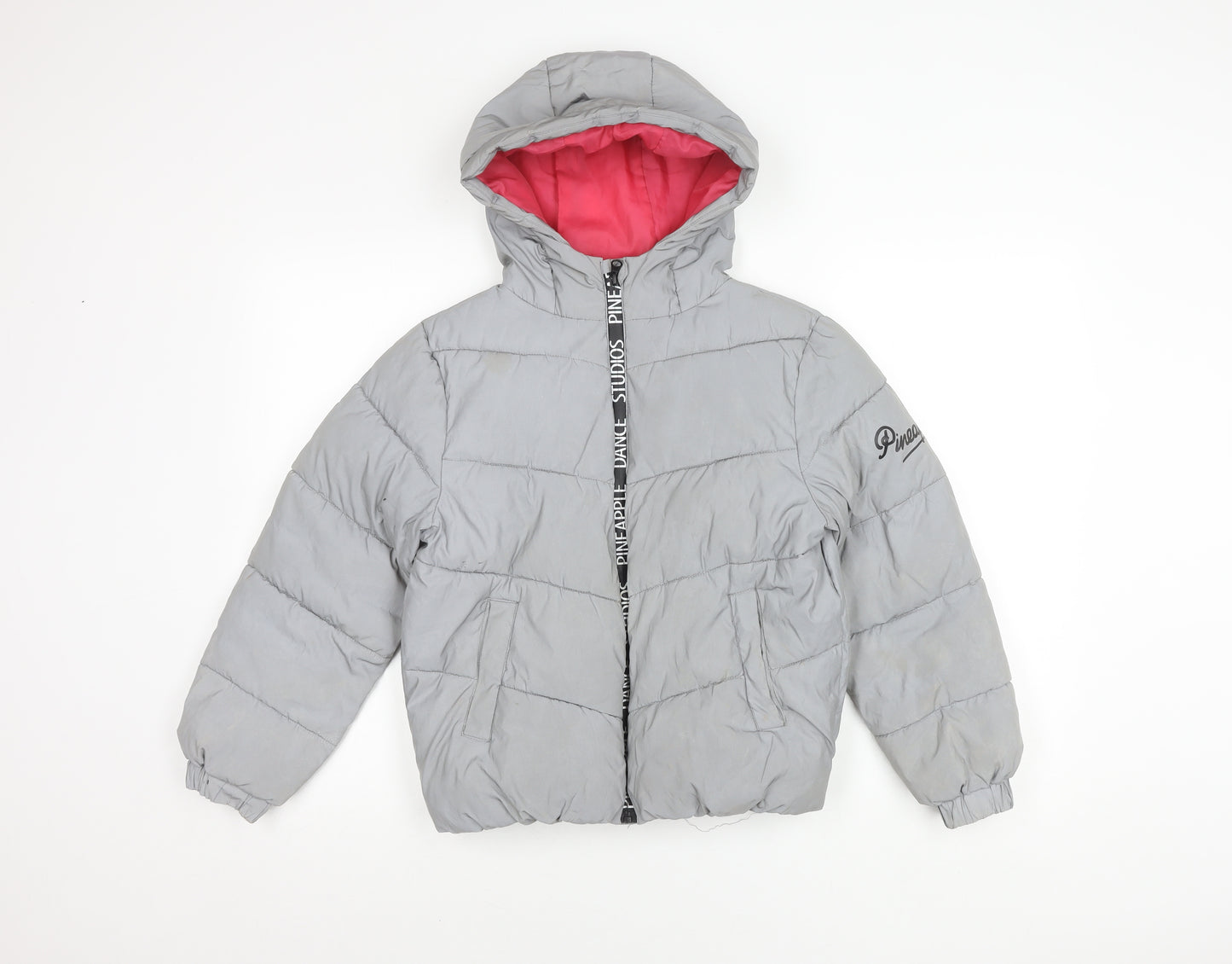 Primark Girls Grey Hooded Puffer Jacket 10-11Y Winter Coat