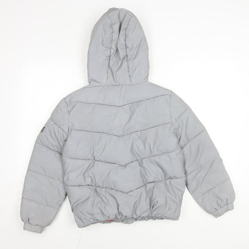 Primark Girls Grey Hooded Puffer Jacket 10-11Y Winter Coat