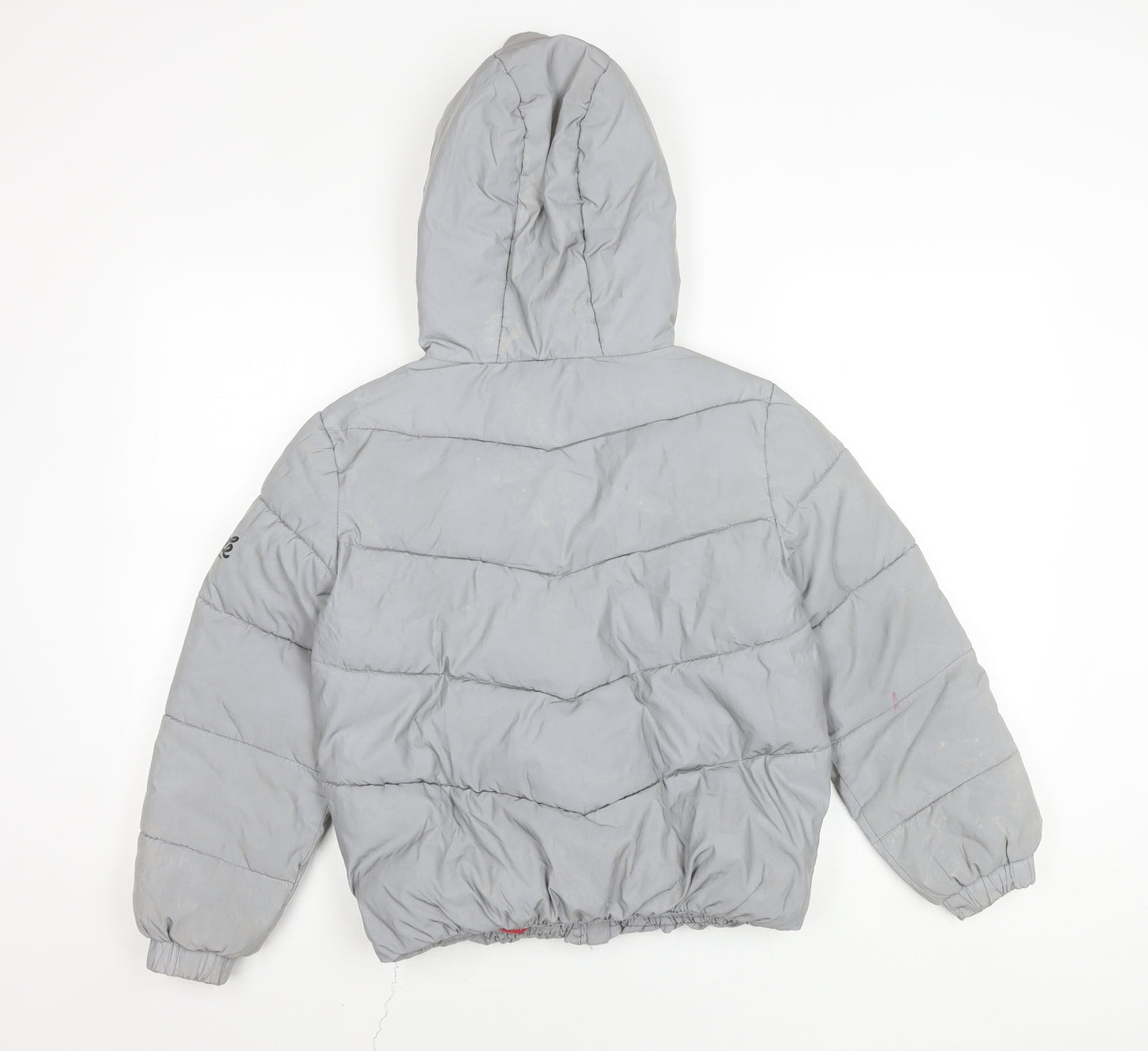 Primark Girls Grey Hooded Puffer Jacket 10-11Y Winter Coat