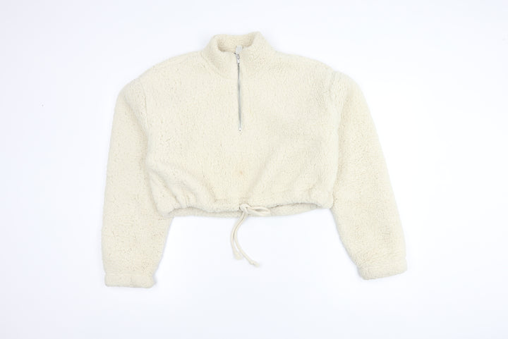 Topshop Women’s Ivory Cropped Zip Hoodie UK 8