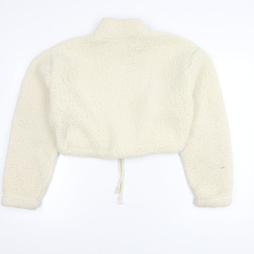 Topshop Women’s Ivory Cropped Zip Hoodie UK 8