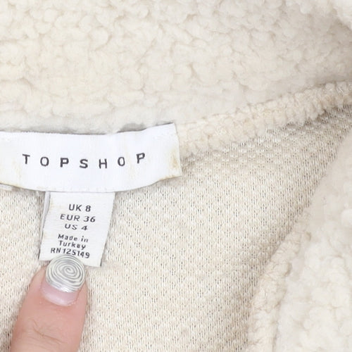 Topshop Women’s Ivory Cropped Zip Hoodie UK 8