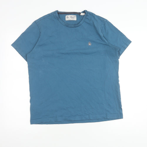 Penguin Men's Blue Cotton Crew Neck T-Shirt L