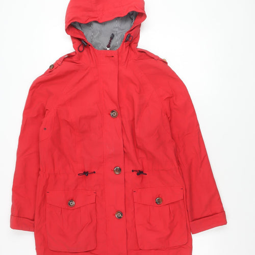 Marks and Spencer Women's Red Hooded Mid-Length Jacket Size 10