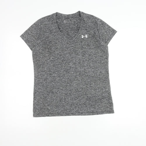 Under Armour Women's Grey V-Neck T-Shirt, Size 14
