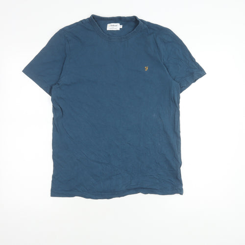 Farah Men's Blue Crew Neck T-Shirt Medium Size