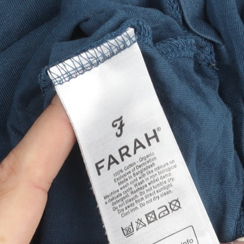 Farah Men's Blue Crew Neck T-Shirt Medium Size