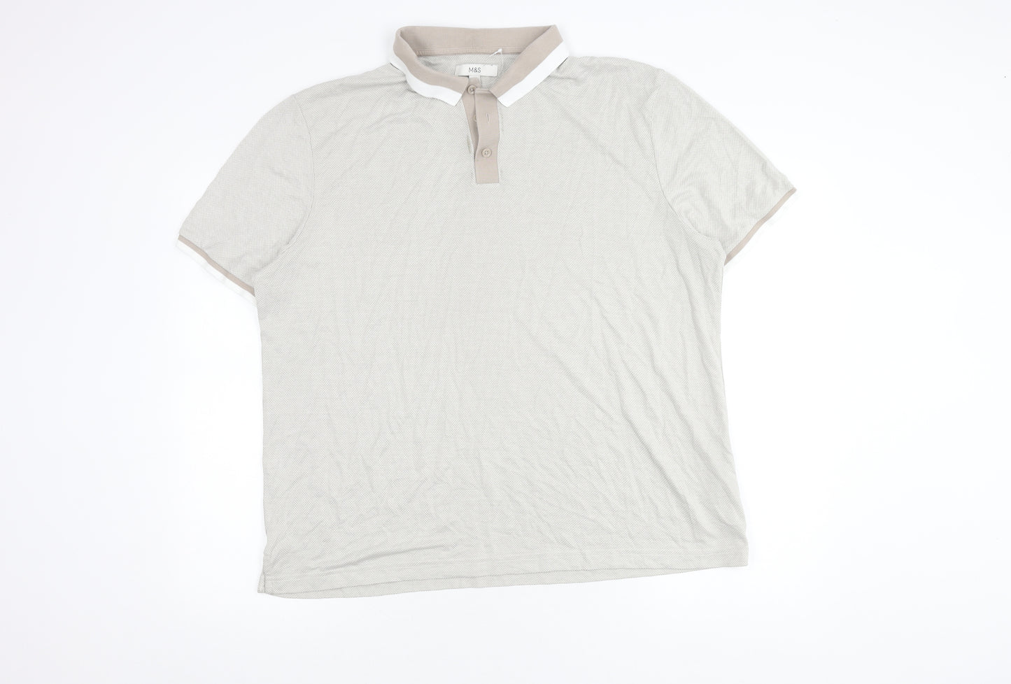 Marks & Spencer Men's XL Beige Polo Shirt Solid Casual