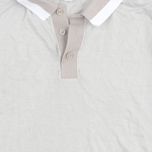 Marks & Spencer Men's XL Beige Polo Shirt Solid Casual