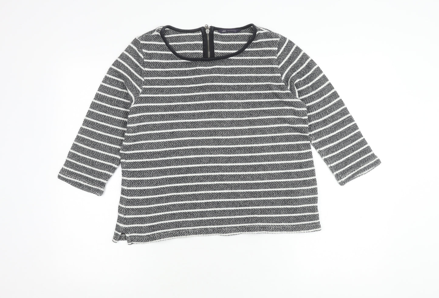 Marks and Spencer Women's Black Striped Top UK 14
