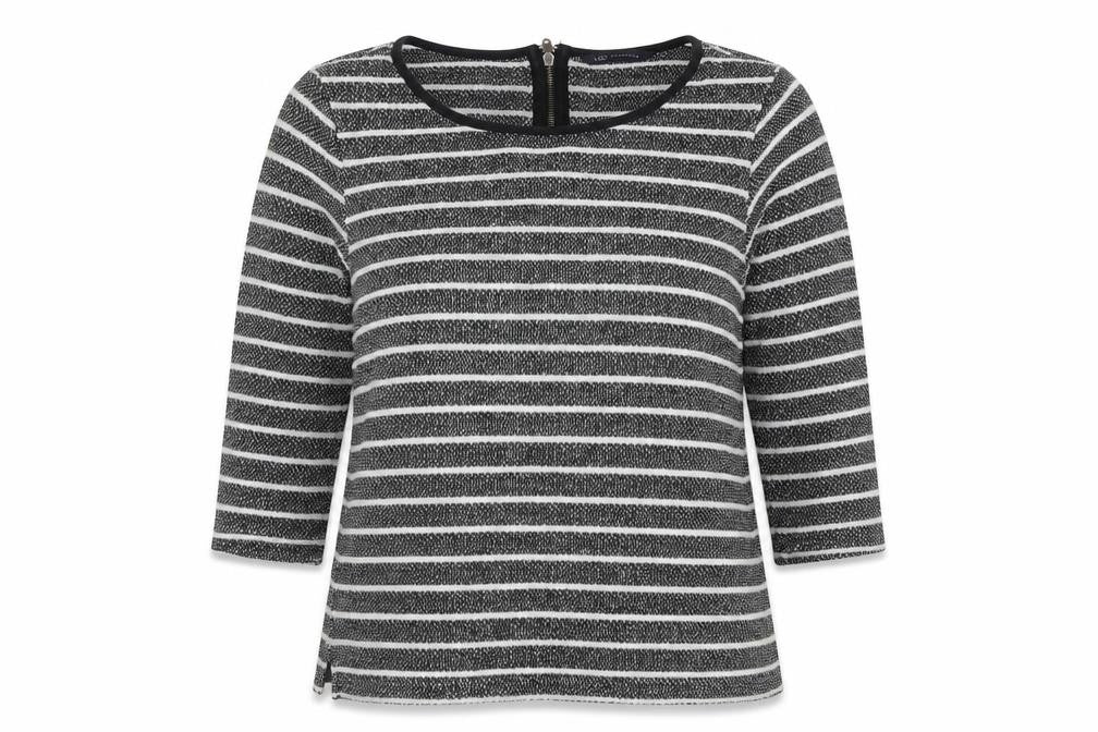 Front view of Marks & Spencer Women's Black Striped Top UK 14