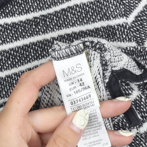 Marks and Spencer Women's Black Striped Top UK 14