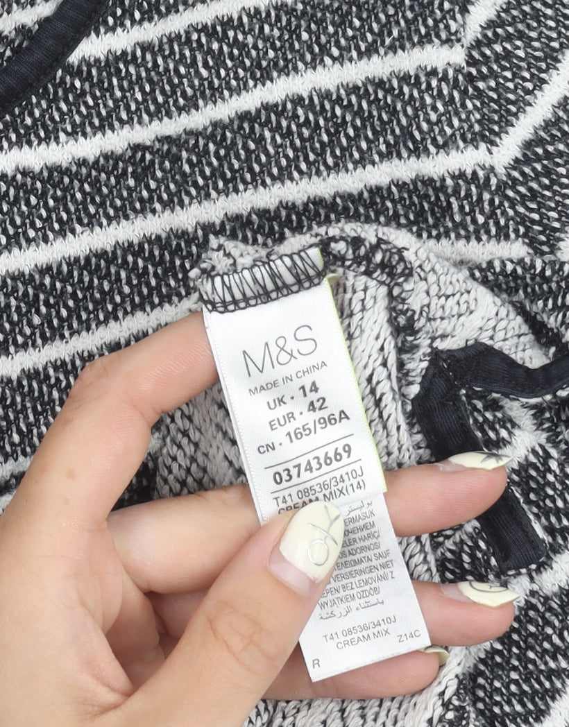 Marks and Spencer Women's Black Striped Top UK 14