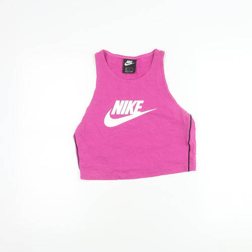 Nike Women's Pink Cropped Tank Top Sleeveless Medium