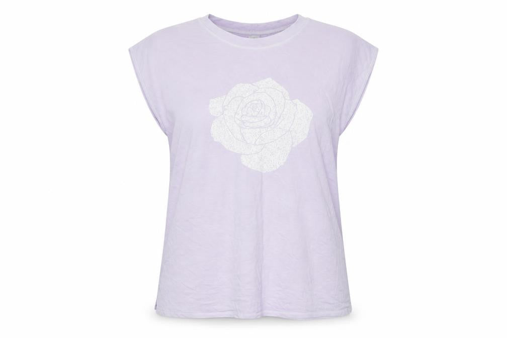 A Postcard from Brighton Sleeveless Top, Purple, Crew Neck, Women